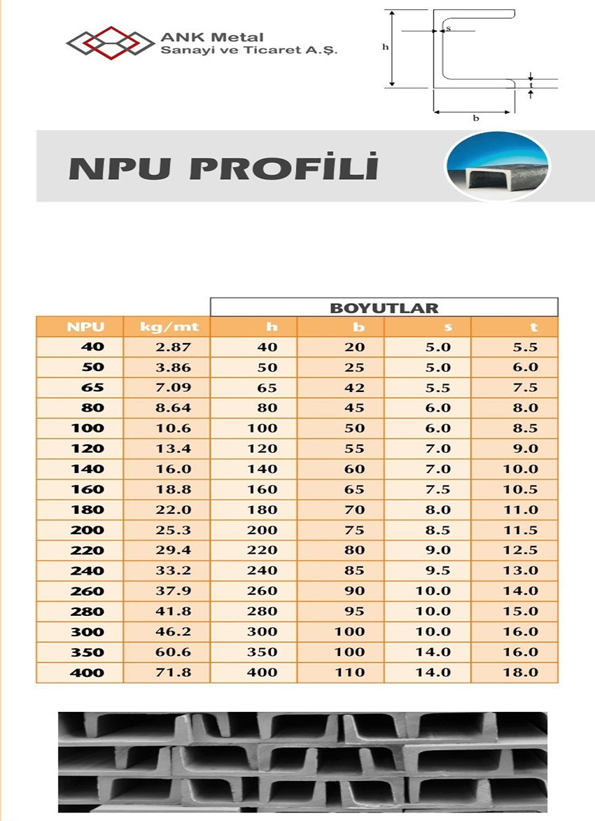 NPU PROFİL teknik görsel